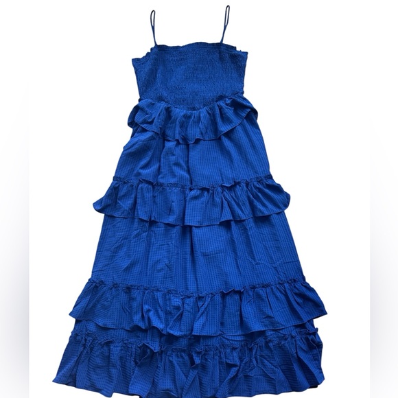 Endless Rose Dresses & Skirts - Women’s Blue Smocked Tiered Maxi Dress Spaghetti Strap Spring Size Medium NWT